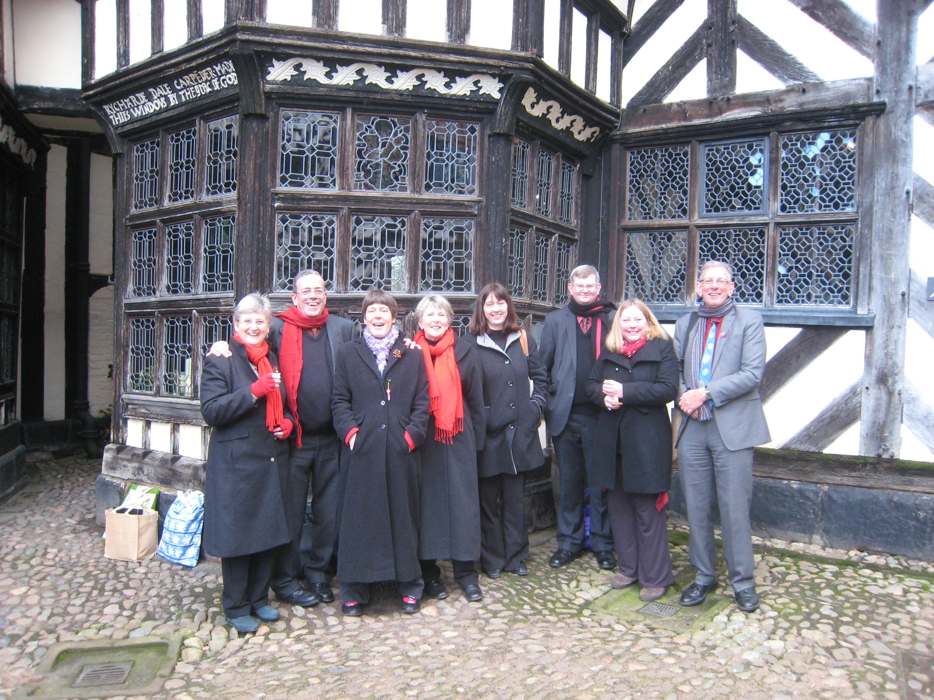 some of the Little Moreton Singers at Little Moreton Hall, December 2013